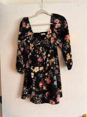 Abercrombie & Fitch Navy Floral Dress with Pink & Yellow Blooms